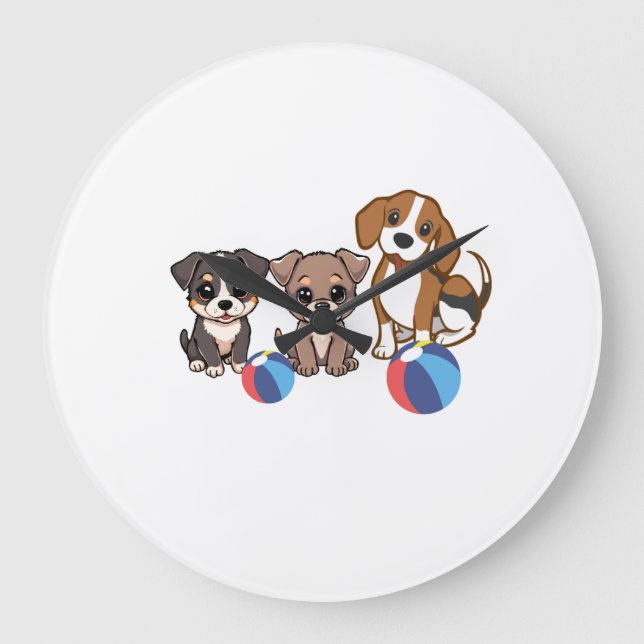 Horloge murale illustration de chiot  (Recto)