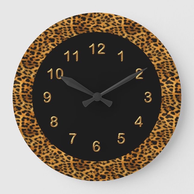 Horloge murale imprimé léopard noir animal (Recto)