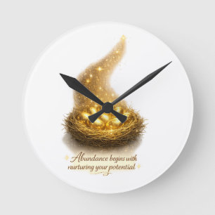 Horloge murale inspirante Nid d'oeufs dorés