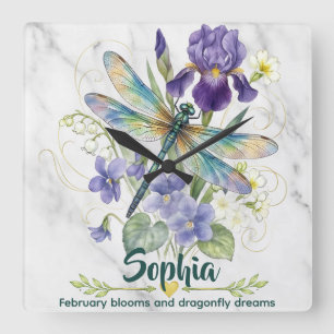 Horloge murale Iris Fleur de naissance de février 