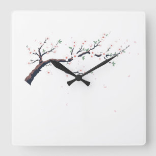 Horloge murale japonaise à branche d'arbre minimal