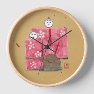 Horloge murale japonaise ancienne en couple