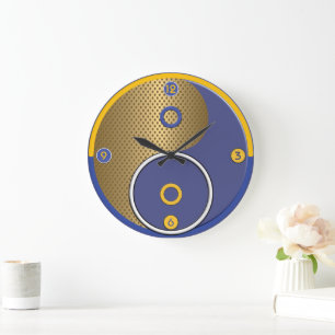 Horloge murale jaune bleu Yang
