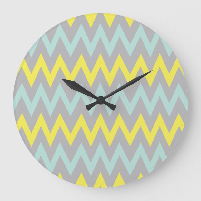 Horloge murale jaune et turquoise (Recto)
