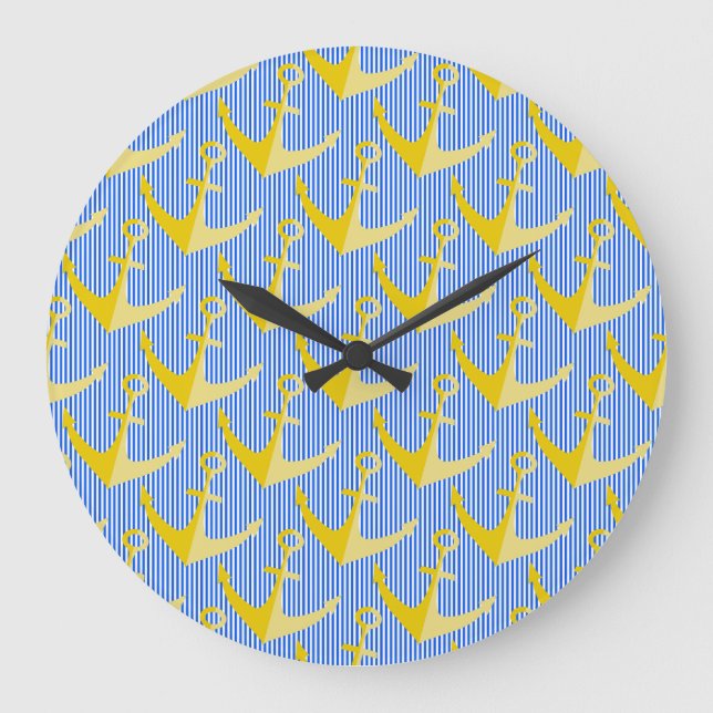 Horloge murale jaune motif nautique (Recto)