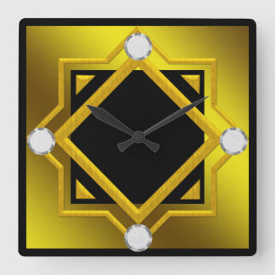 Horloge murale jaune noir