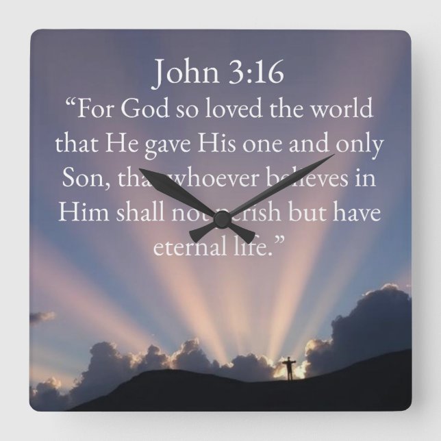 Horloge murale Jean 3:16 verset biblique (Recto)