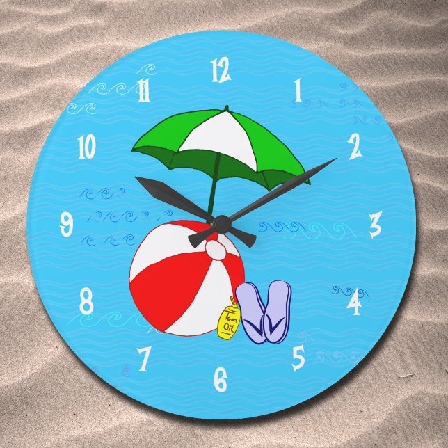 Horloge Murale Jouets de Piscine à Ballons de Plag (Beach Ball Pool Toys Wall Clock White Numbers)