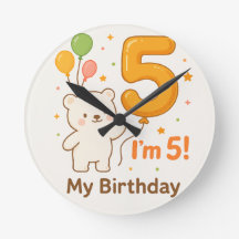 Horloge murale Joyeux 5e anniversaire – Ballon col