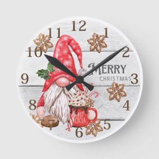 Horloge murale Joyeux Noël Gnome Personnalisé