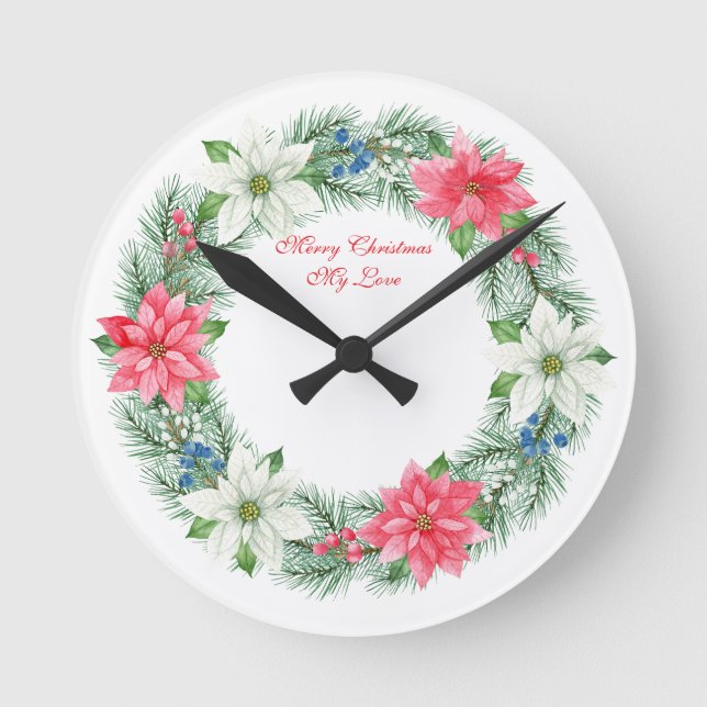 Horloge murale - Joyeux Noël mon amour Couronne Ho (Recto)