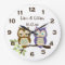 Horloge murale jumeaux chouettes fantaisistes mign