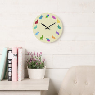 Horloge murale lapin bunny colorée scintillante