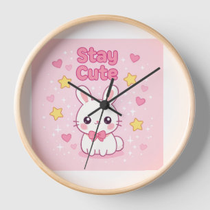 Horloge murale lapin rose mignon
