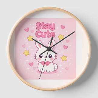 Horloge murale lapin rose mignon