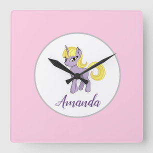 Horloge murale Licorne Rose Fille Décoration de ch