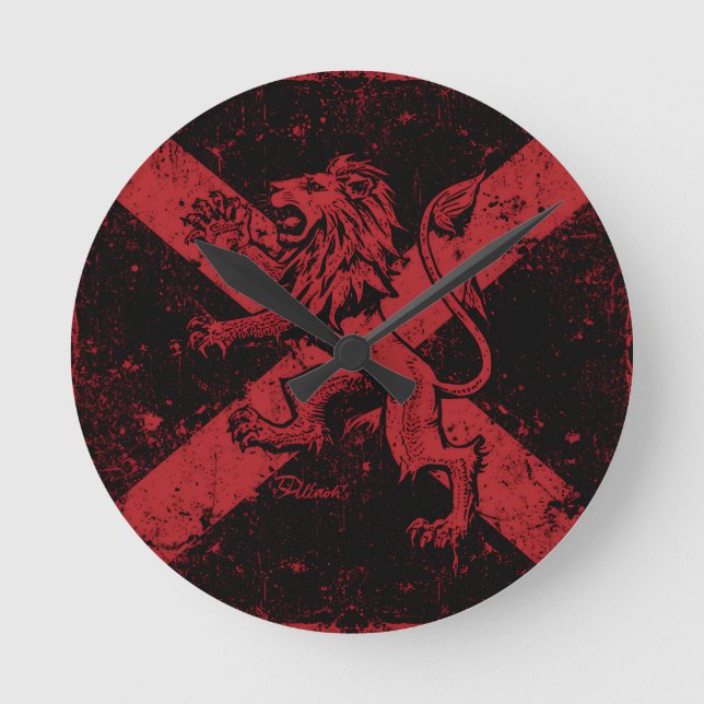 Horloge murale Lion rampant écossais | Sel rouge e (Recto)