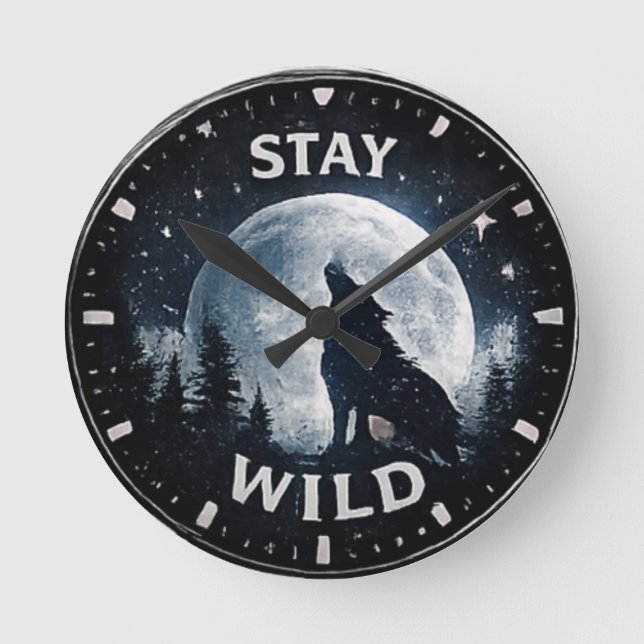 Horloge murale Loup Lune Sauvage (Recto)