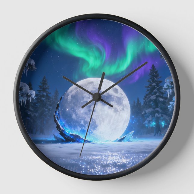 Horloge murale Lune Aurore Hiver (Recto)