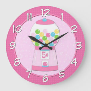 Horloge murale Machine à Bubble Gum Rose pour Enfa
