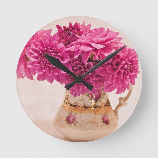 Horloge murale Magenta Dahlias (Recto)