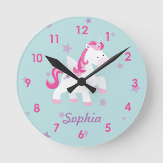 Horloge murale magique de licorne personnalisée