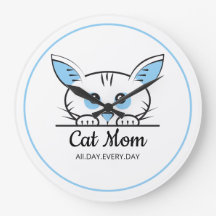 Horloge murale Maman chat adorable