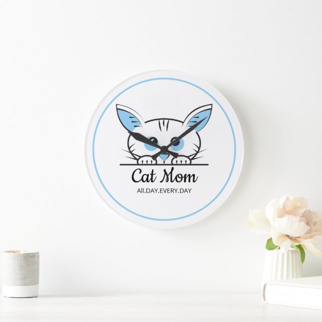 Horloge murale Maman chat adorable (Maison)
