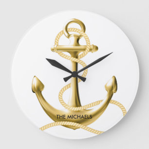 Horloge murale marine d'ancrage or Personnalisée