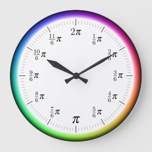 Horloge murale mathématique π avec cercle arc-en-c (Recto)
