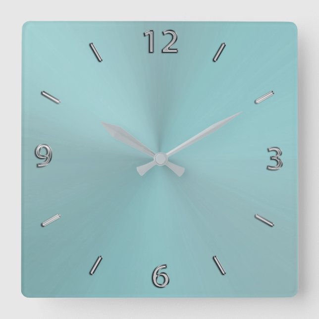 Horloge murale métallique moderne Pale Aqua (Recto)