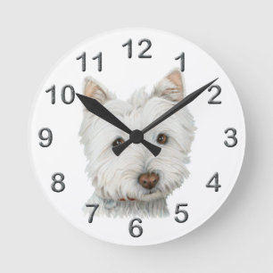 Horloge murale mignonne d'art de chien de Westie