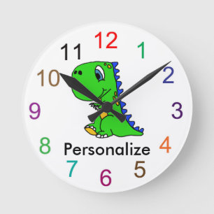 Horloge murale mignonne de dinosaure de bébé