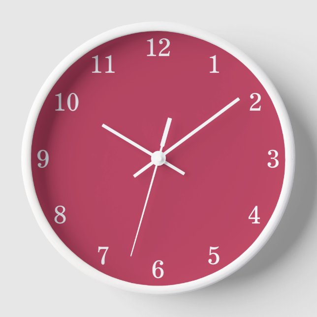 Horloge murale minimaliste Cerise Magenta (Recto)