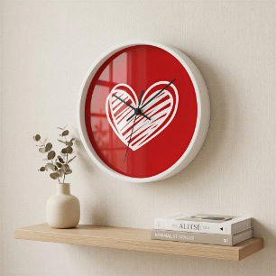 Horloge murale moderne à cadre en forme de cœur ro