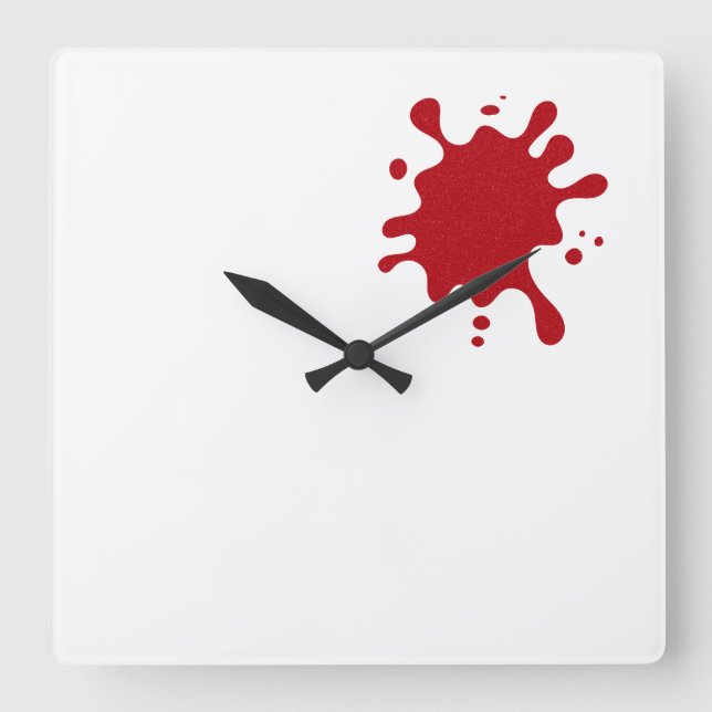 Horloge murale moderne éclaboussée de rouge tomate (Recto)