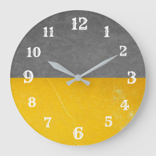Horloge murale moderne gris et jaune