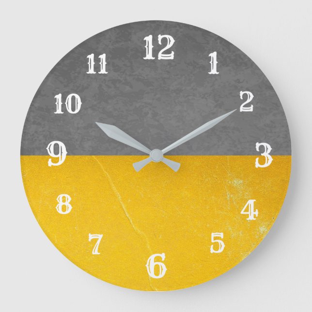 Horloge murale moderne gris et jaune (Recto)