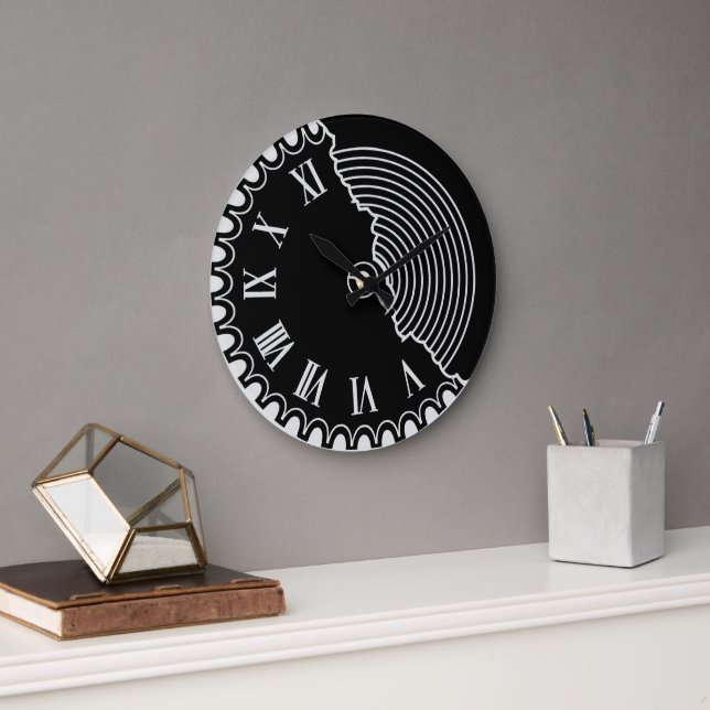 Horloge murale moderne noir et blanc (Bureau)
