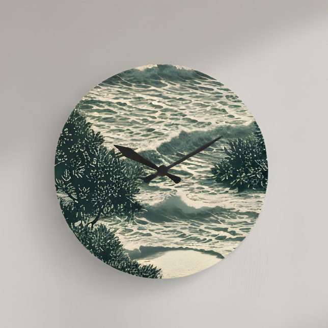 Horloge murale monochrome Zen Ocean Waves Art (Créateur téléchargé)