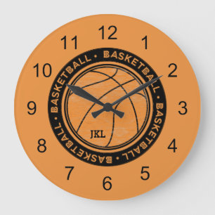 Horloge murale monogramme de basketball