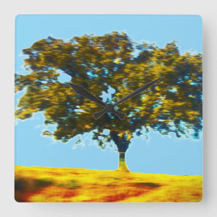 Horloge murale motif arbre heureux