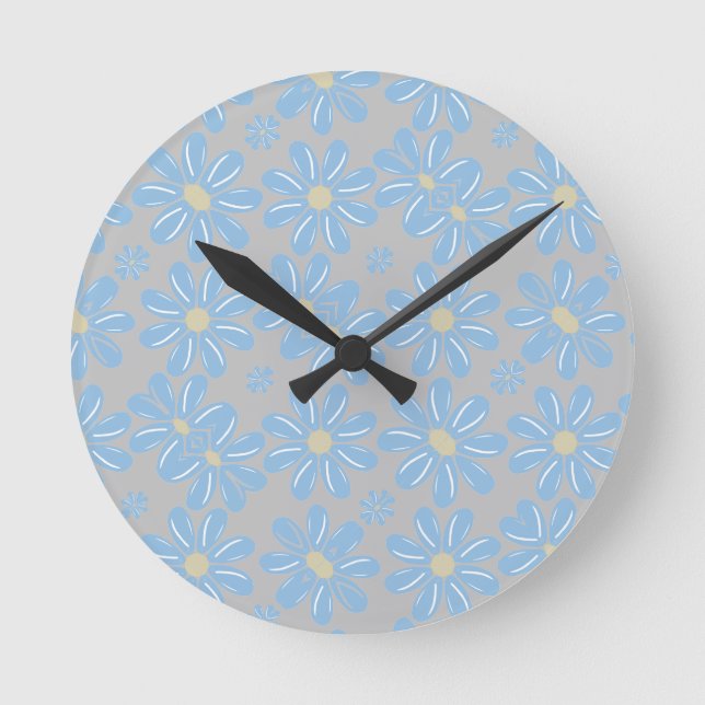 Horloge murale motif floral Fleur bleue (Recto)