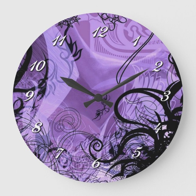 Horloge murale Motif noire et violette décorative (Recto)