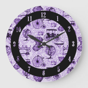 Horloge murale Motif violet Steampunk