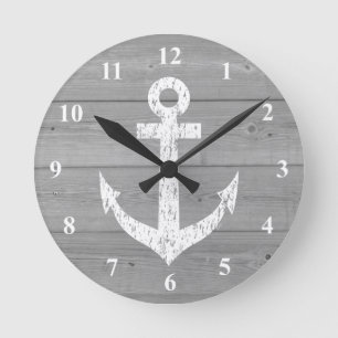 Horloge murale nautique ancre de bateau et panne