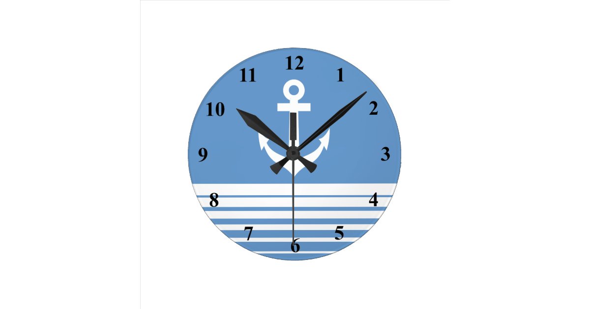 Wallpaper Horloge Murale Nautique Avec L Ancre De Bateau Zazzle Fr For Free