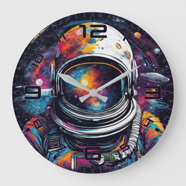 Horloge murale nébuleuse de l'astronaute voyageur  (Recto)