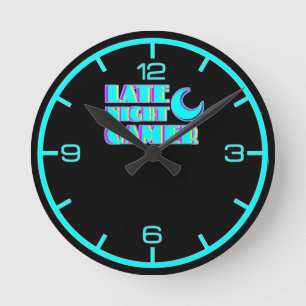 Horloge murale Neon Glitch Gamer Synthwave