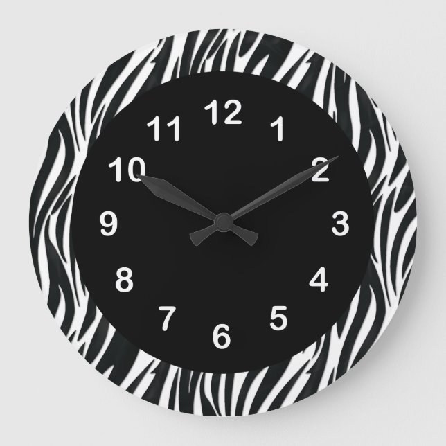 Horloge murale noir blanc rayure zèbre 2 rond (Recto)